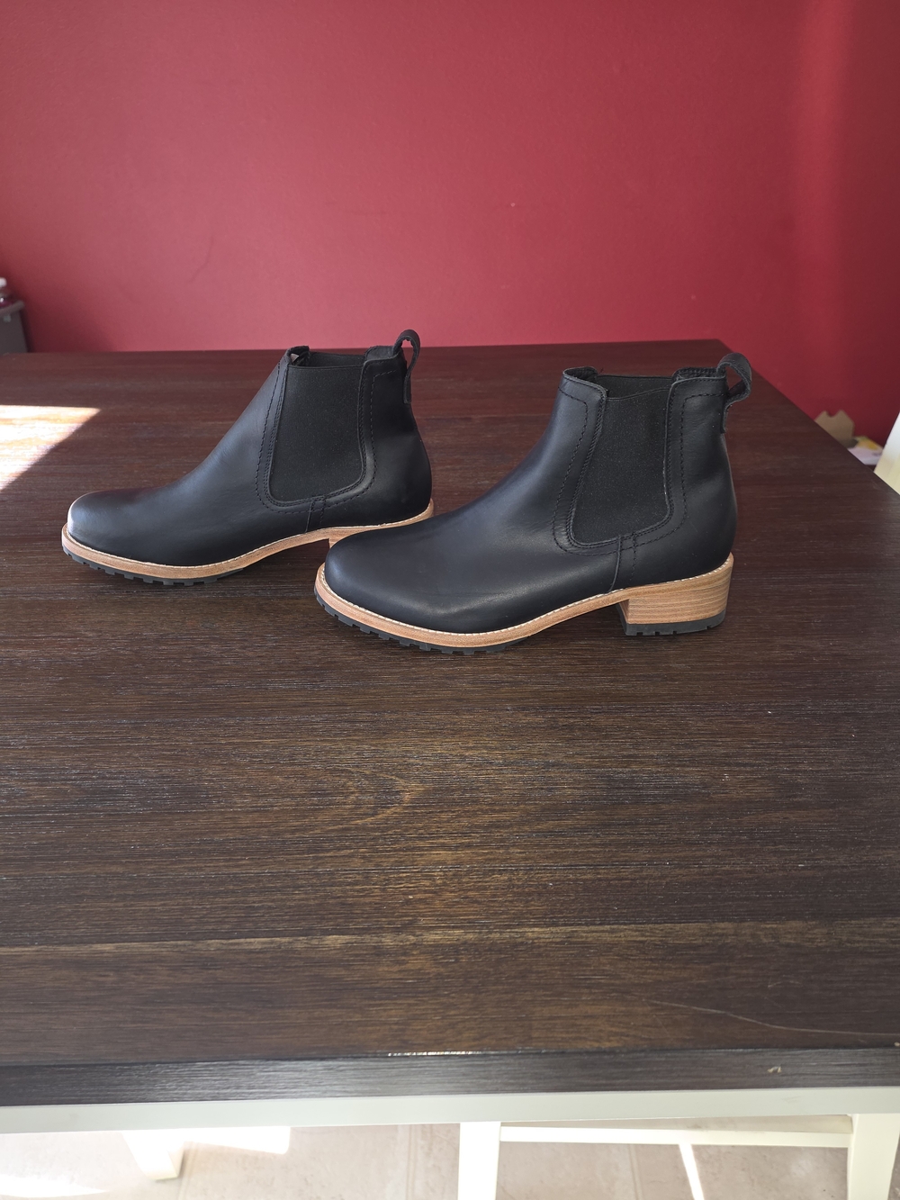 Black Chelsea Ankle Boots with Stacked Heel